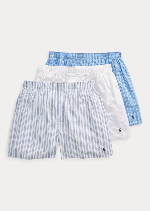 Boxer Polo Ralph Lauren Hombre Azules / Blancos / Rayas - Classic Fit 3-Pack - JYQMV6790